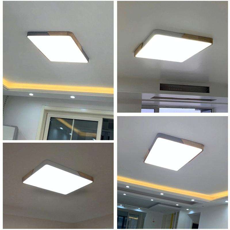 Wood Macaron LED Square Ceiling Lamp, White Light, Size:30cm(Grey)