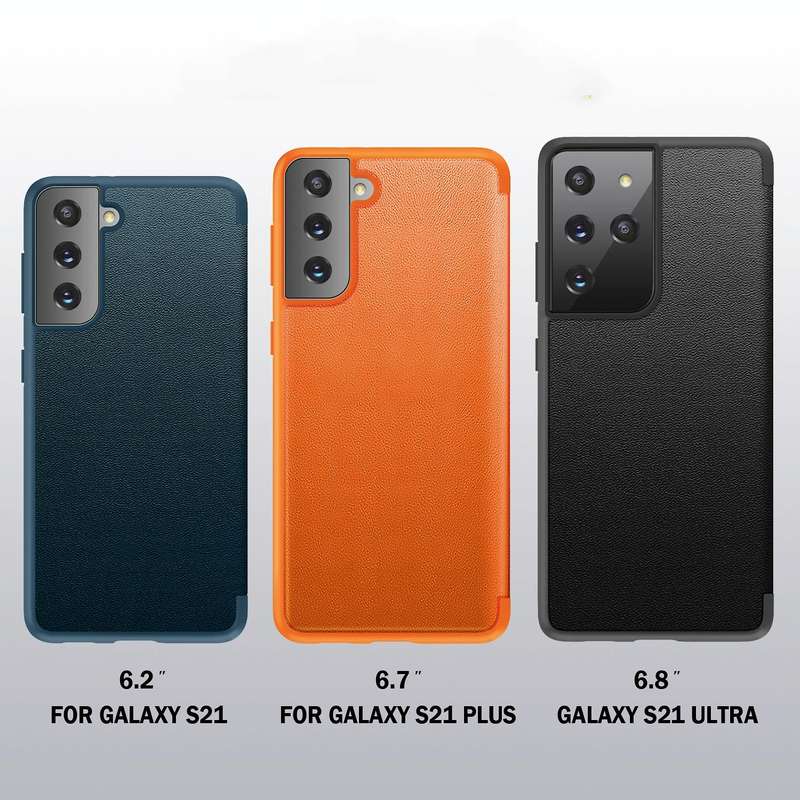 For Samsung Galaxy S21 5G Magnetic Side Window View Shockproof Horizontal Flip Leather Case(Black)