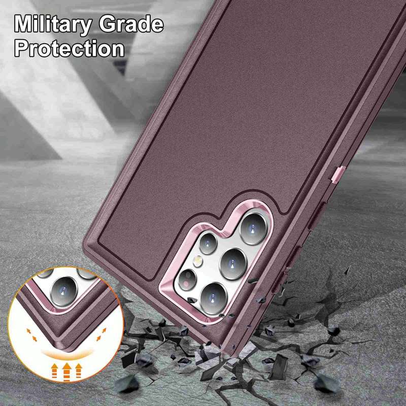 For Samsung Galaxy S22 Ultra 5G Life Waterproof Rugged Phone Case(Purple + Pink)