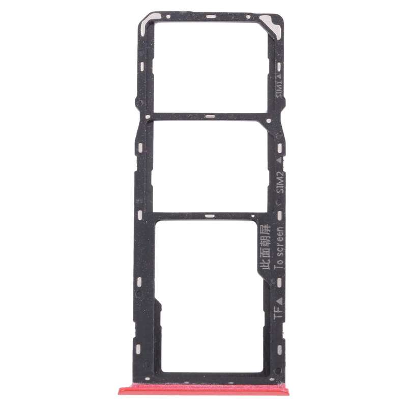 For OPPO Realme C12 RMX2189  SIM Card Tray + SIM Card Tray + Micro SD Card Tray (Red)