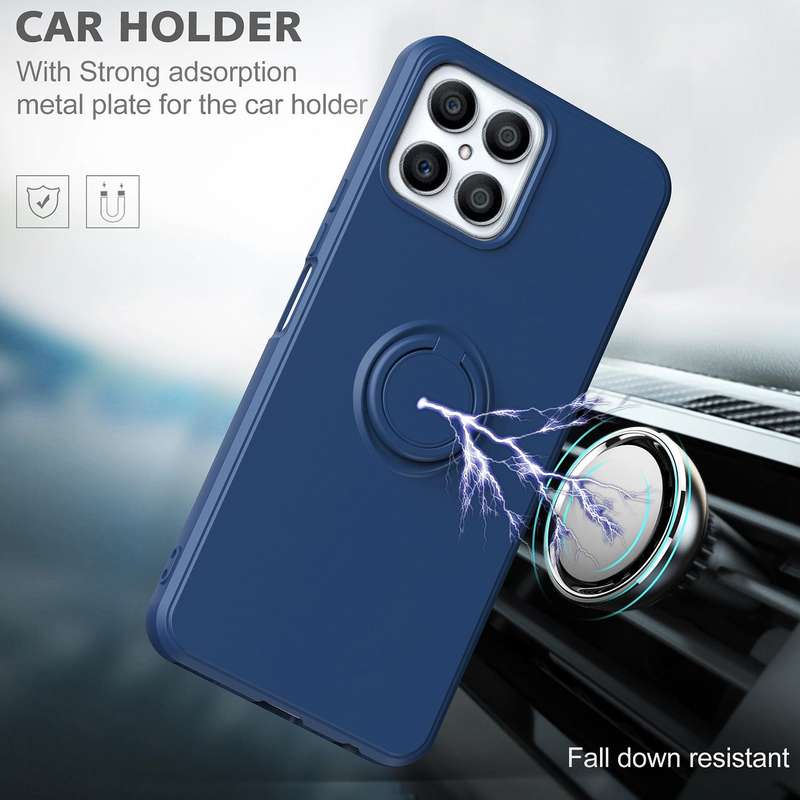For Honor X8 Ring Kickstand Silicone Phone Case(Blue)