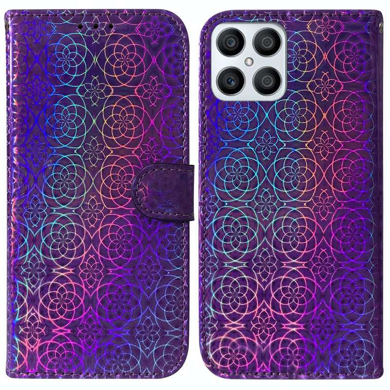 For Honor X8 Colorful Magnetic Buckle Leather Phone Case(Purple)