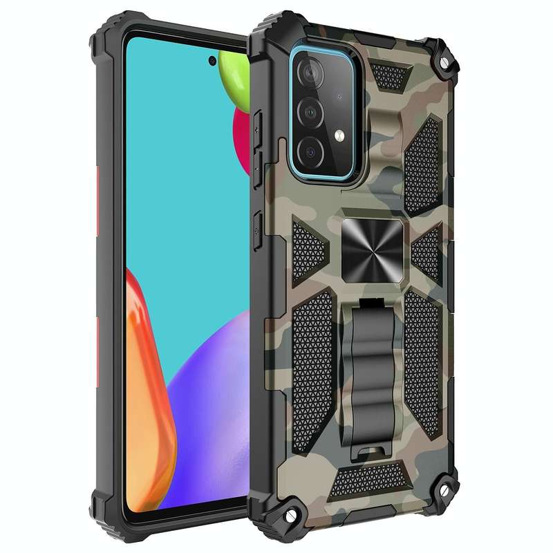 For Samsung Galaxy A71 5G Camouflage Armor Shockproof TPU + PC Magnetic Protective Case with Hold...