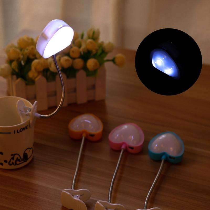 Mini Love Heart Clip LED Book Light Lamps Reading Book Desk Lamp Keyboard Light Eyes-Protect Ener...