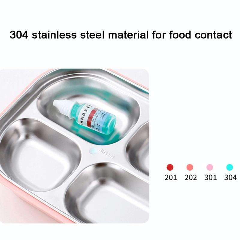 304 Stainless Steel Lunch Box Leakproof Insulated Student Dormitory Bento Box, Spec: 4 Grid Black
