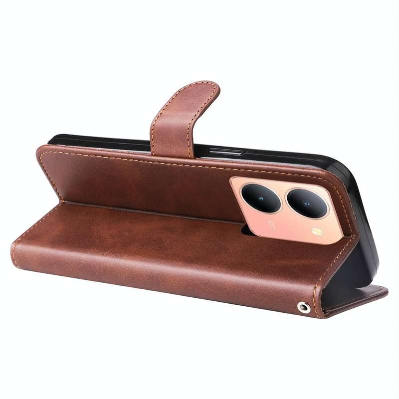For vivo Y36 4G / 5G Global Fashion Calf Texture Zipper Leather Phone Case(Brown)