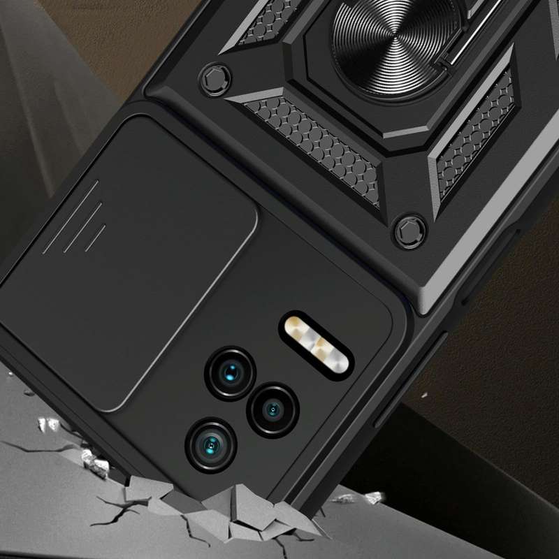 For Xiaomi Poco F4/Redmi K40S Sliding Camera Design TPU + PC Phone Case(Black)