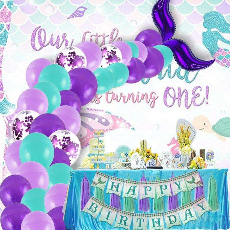 5011 Birthday Party Decoration 12 Inch Mermaid Tail Latex Balloon Set(Rose Red)