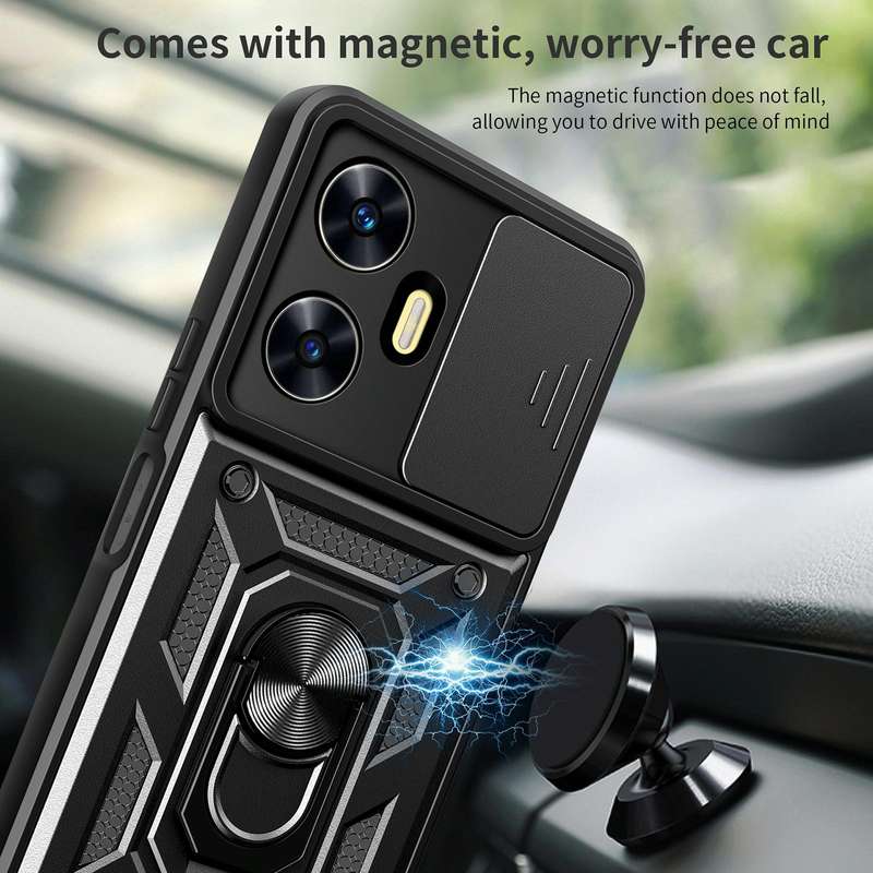 For Realme C55 4G Sliding Camera Cover Design TPU+PC Phone Case(Silver)