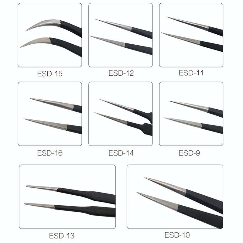 BEST BST-10 Precision Anti-static ESD Stainless Steel Tweezers