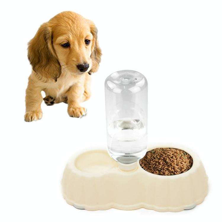 Pumpkin Shape Dog Cat Food Dish + Drinking Water Double Bowls with Automatic Water Dispenser, Siz...