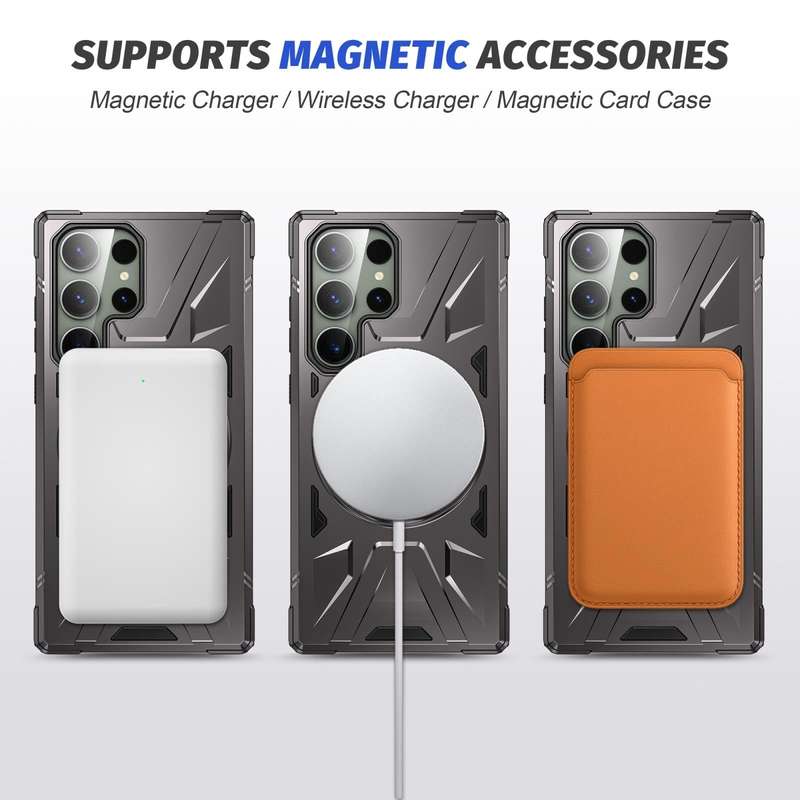 For Samsung Galaxy S24 Ultra 5G MagSafe Magnetic Shockproof Phone Case with Ring Holder(Dark Grey)
