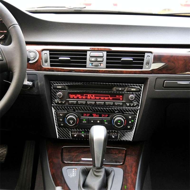 Carbon Fiber Car Central Control CD Panel Decorative Sticker for BMW E90 / E92 2005-2012, Non Nav...