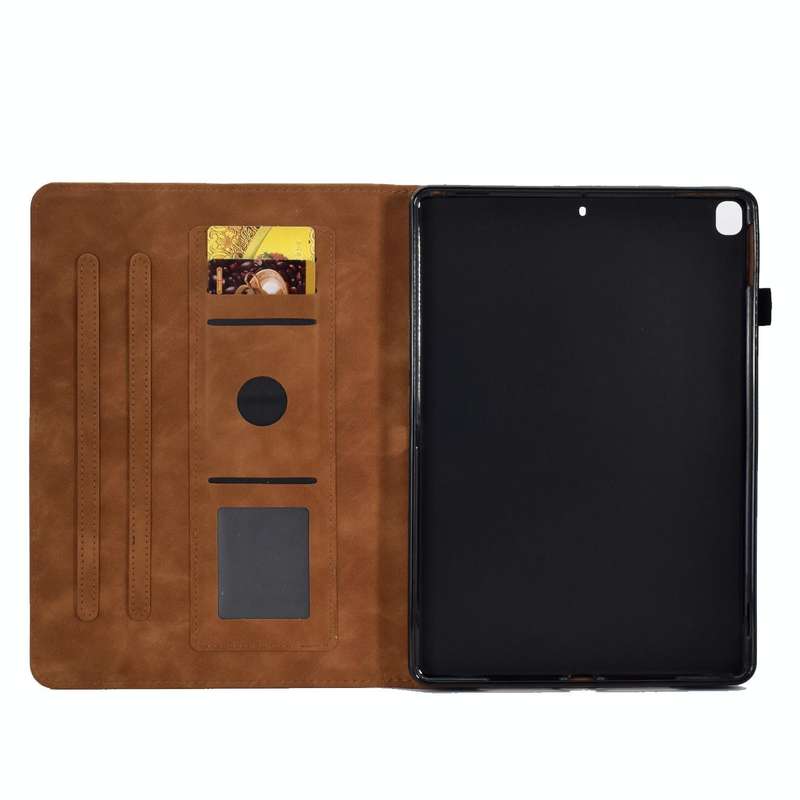 For iPad 10.2 / Air 10.5 2019 Embossed Smile Flip Tablet Leather Smart Case(Brown)