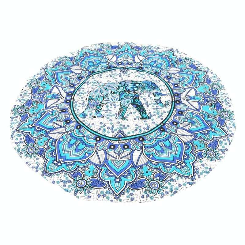 Printed Elephant Pattern Round Summer Bath Towel Sand Beach Towel Shawl Scarf, Size: 150 x 150cm