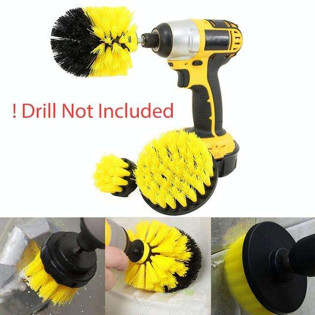 3 PCS Bathroom Kitchen Cleaning Brushes Kit for Electric Drill(Yellow)