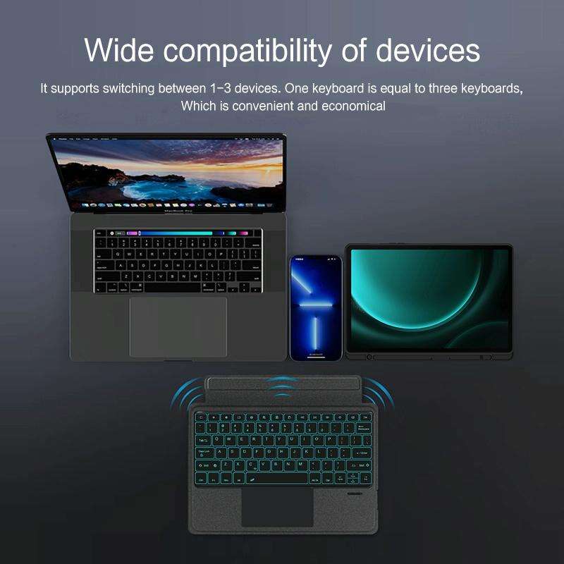 For Samsung Galaxy Tab S9+ / S9 FE+ YJ-S9+ Split Bluetooth Keyboard Leather Tablet Case