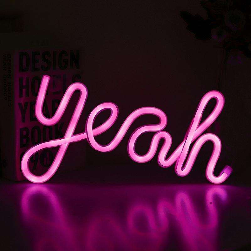LED Yeah Neon Lights Bedroom Decoration Night Light(Pink Light)