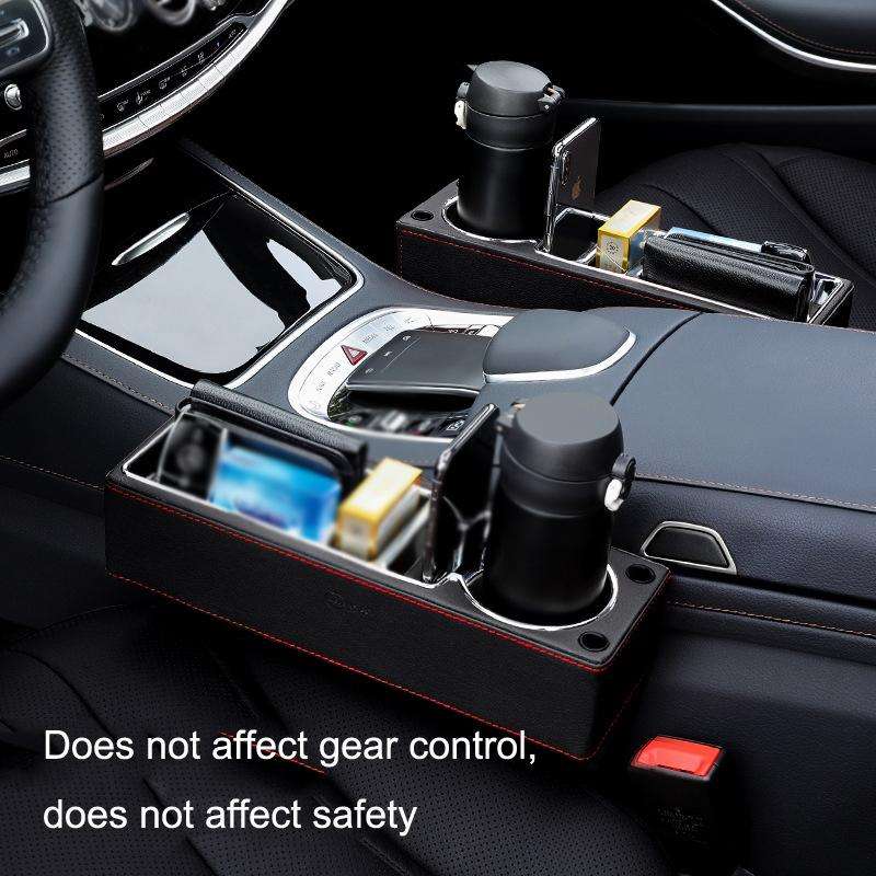 SUSISUN SNH010 Car Seat Gap Storage Box, Style:Positive Drive USB Charging(Black)