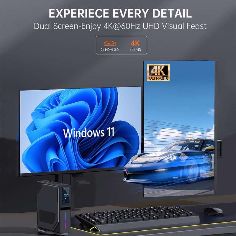 S1 Intel Alder Lake N100 WIFI 5+BT4.2 Office Home Mini PC Win11 DDR4 3200MHz, Spec: 8G+128G UK Plug