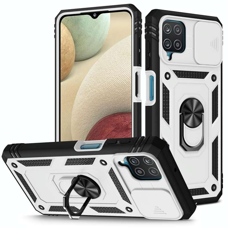 For Samsung Galaxy A12 Sliding Camera Cover Design TPU + PC Protective Case with 360 Degree Rotat...