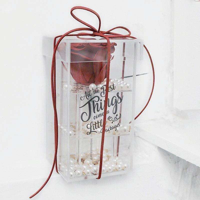 Square Transparent Acrylic Gift Box Flower Box, Specification: 1 Hole