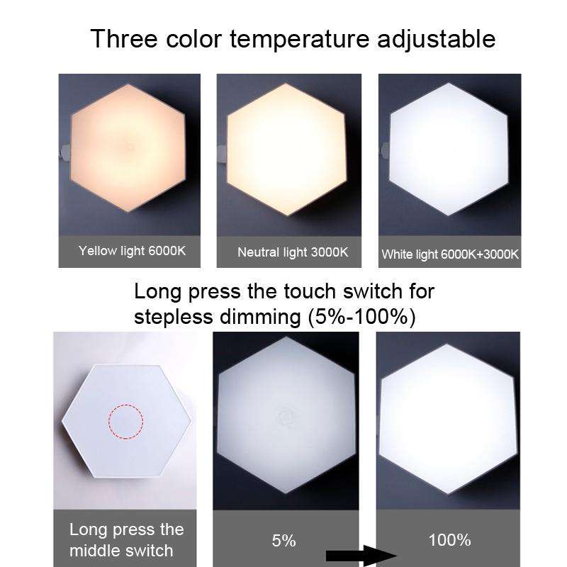 LED Quantum Honeycomb Night Light RGB Atmosphere Decorative Light, Style: Touch(3 Color)