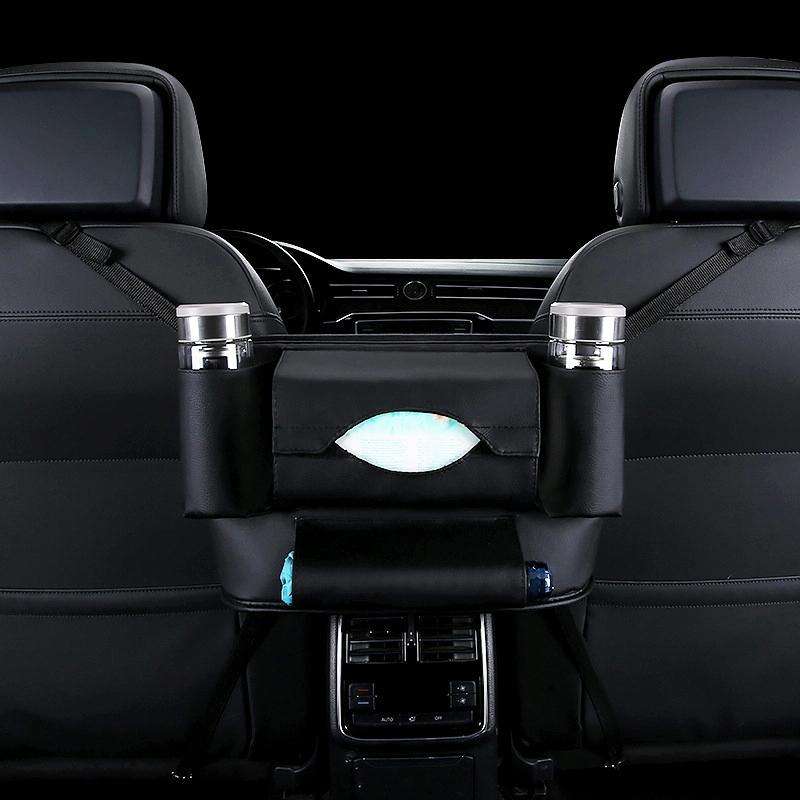 Car Front Seat Hanging Bag Paper Towel / Water Cup Storage Bag(Black)