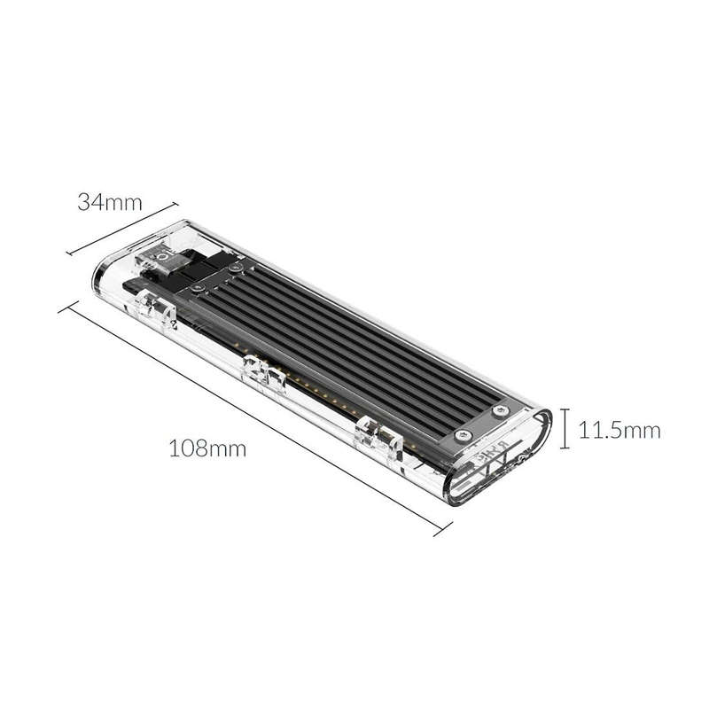 ORICO TCM2F-C3 NGFF M.2 Hard Drive Enclosure,Tool Free Type-C Interface Transparent Hard Disk Box
