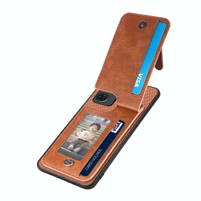 For OPPO Reno7 5G Carbon Fiber Vertical Flip Zipper Phone Case(Brown)