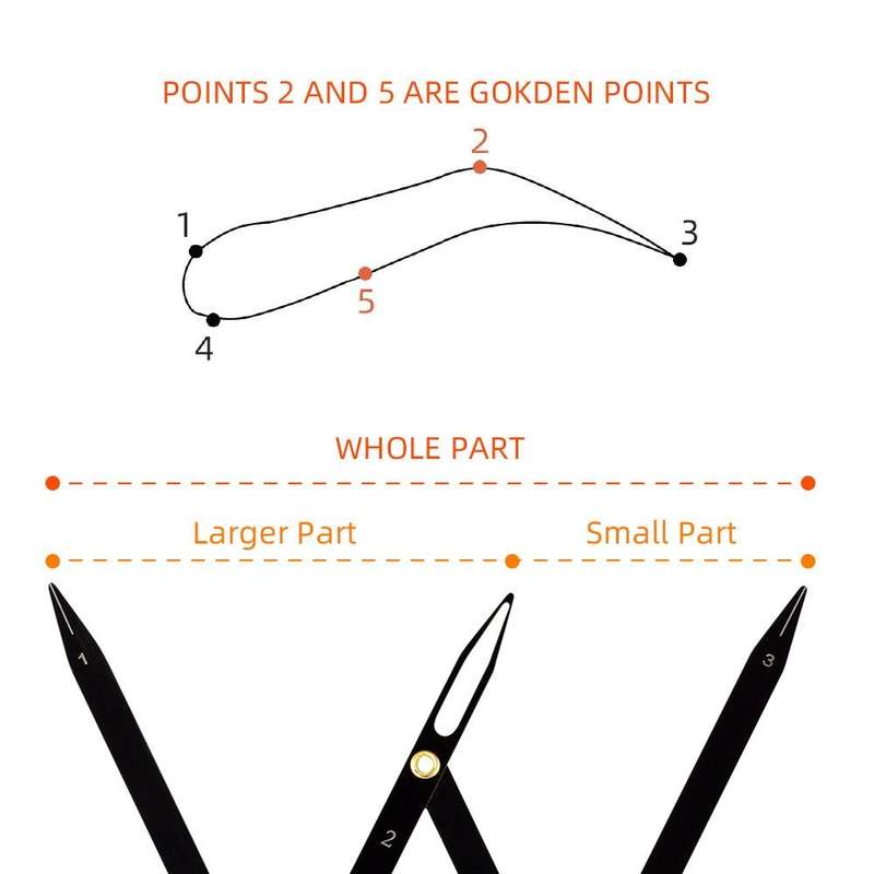 Eyebrow Ruler Three-point Positioning Balance Eyebrow Card(Gold)