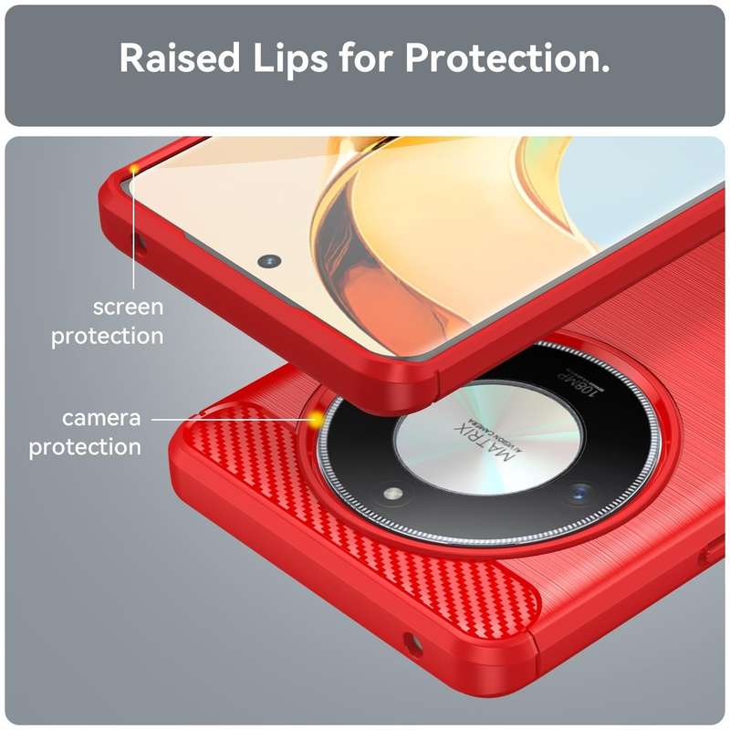 For Honor X9B Brushed Texture Carbon Fiber TPU Phone Case(Red)