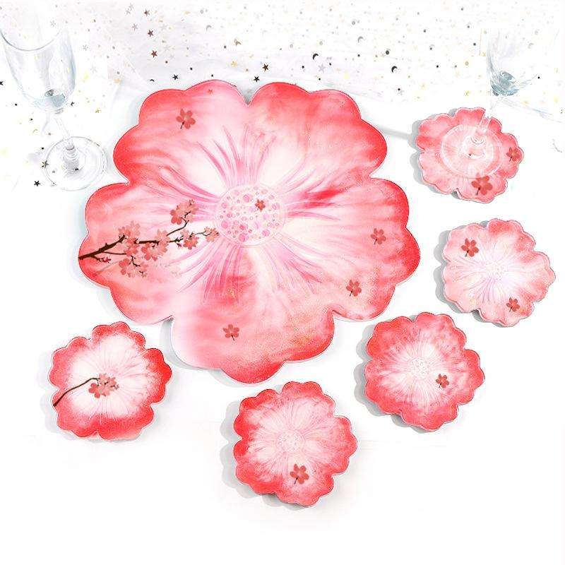 Silicone Flower Cup Pad Mold Set Crystal DIY Mirror Petal Fruit Plate Drop Mold, Specification: B...