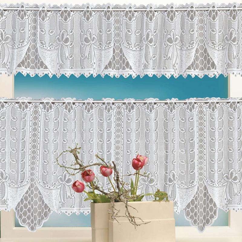 White Translucent Coffee Curtain Tulle Lace Sheer Warp Knitted Jacquard Curtains Bedroom Curtains...