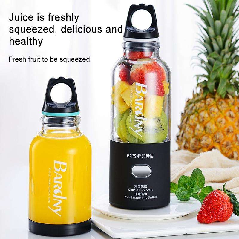 Multifunctional Juicer Rotatory Extractor Cup Portable USB Charge Juicer Blender with 6 Blades(Bl...