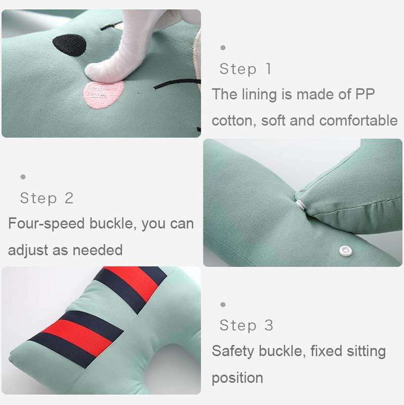8146 Cartoon Adjustable Car Children Sleep Safety Belt U-shaped Neck Pillow(Yellow Cat)