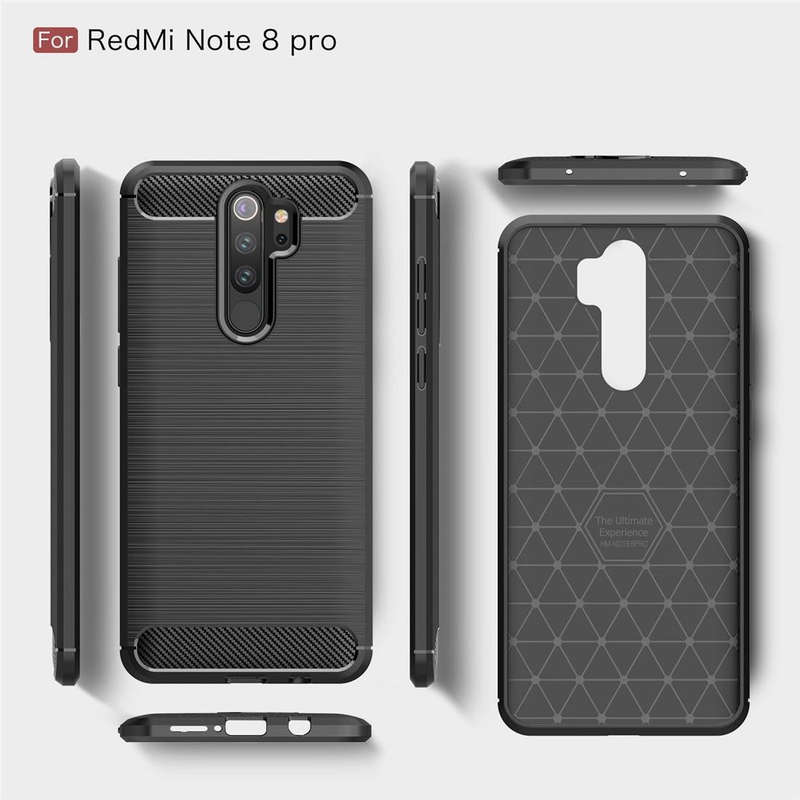 For Xiaomi Redmi Note 8 Pro Brushed Texture Carbon Fiber TPU Case(Red)