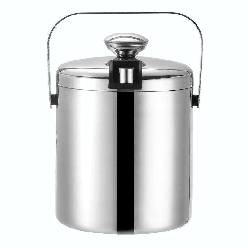 304 Stainless Steel Ice Bucket Double-Layer Hollow Bar Beer Wine Barrel With Ice Clip, Capacity: ...