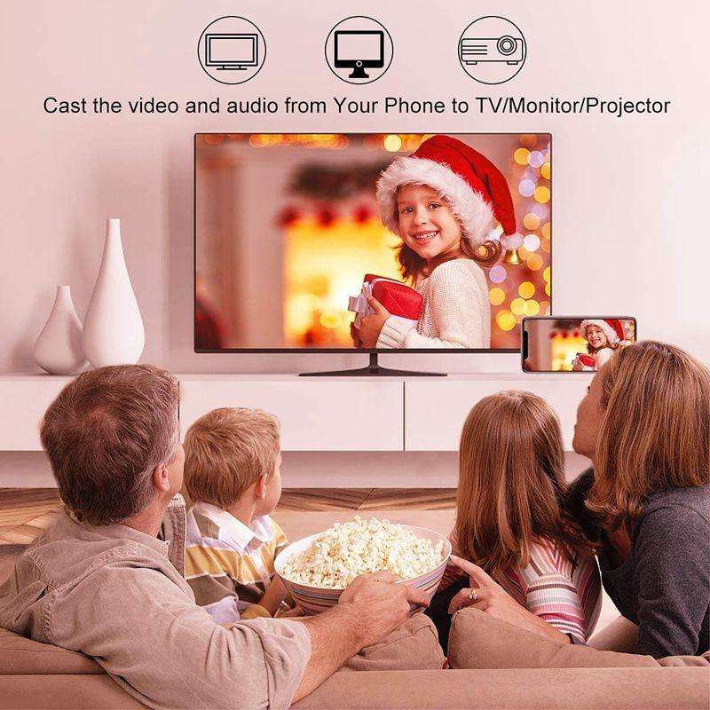 2m 1080P 8 Pin to HDMI Adapter Cable, Compatible with iPhone to HDMI Adapter(White)