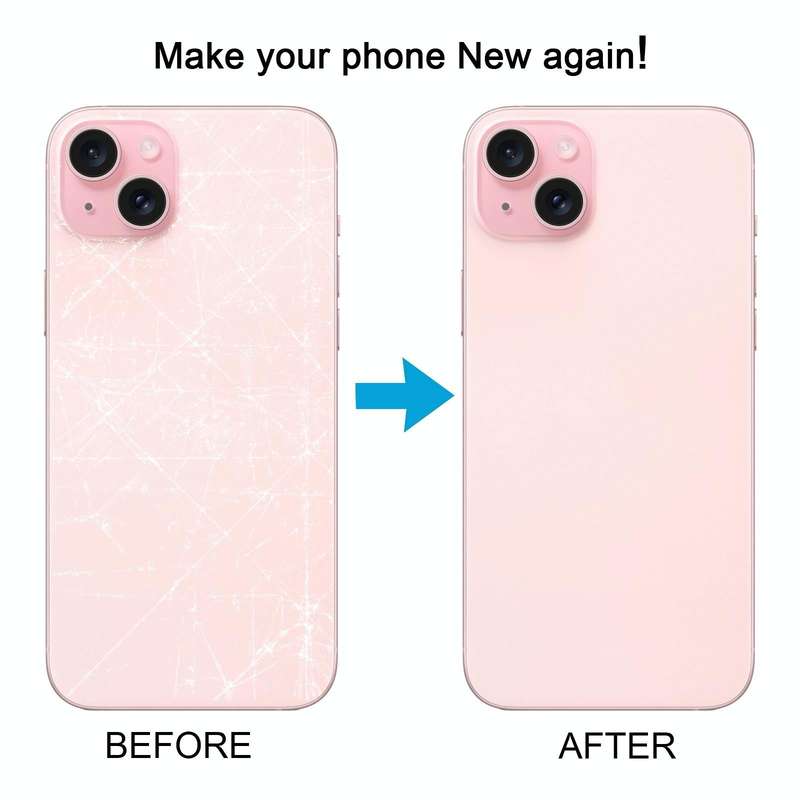 For iPhone 15 Plus Easy Replacement Big Camera Hole Glass Back Battery Cover(Pink)