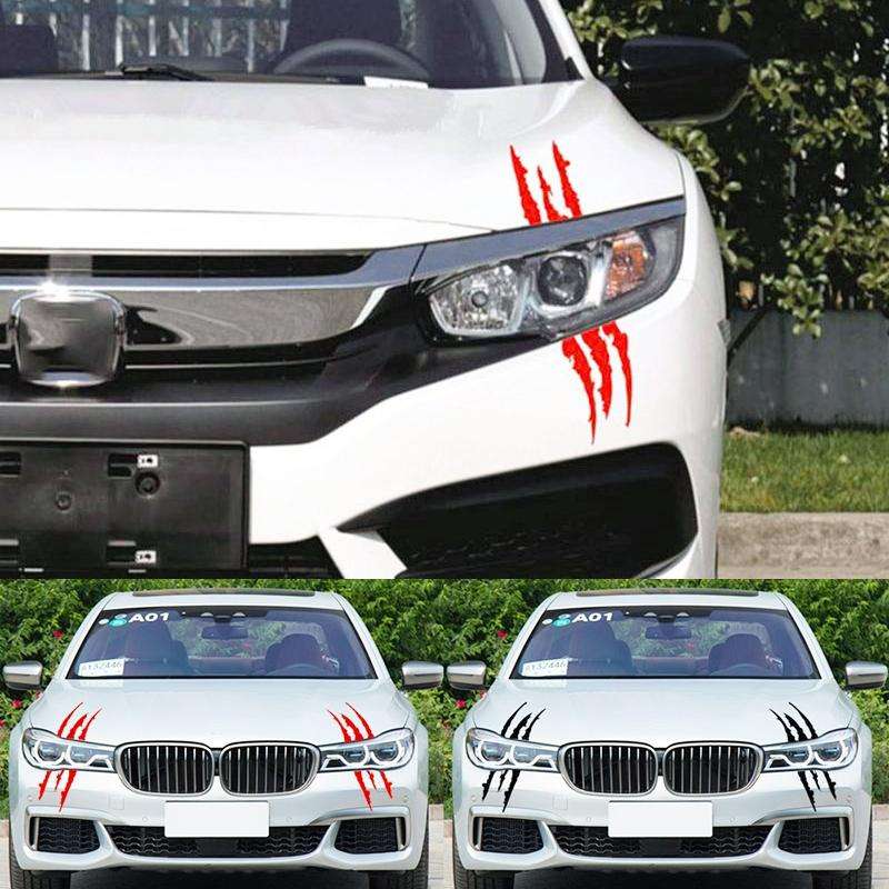 2 PCS Reflective Car Sticker Monster Scratch Stripe Claw Marks Car Auto Headlight Decoration Viny...
