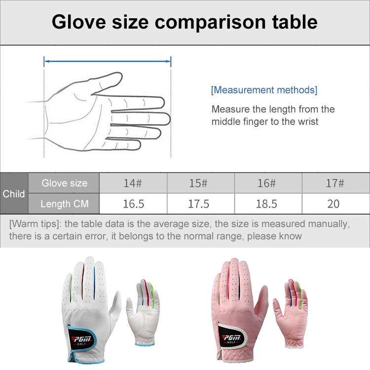PGM One Pair Golf Microfiber Cloth Soft Comfortable Gloves for Children (Color:White Size:16)