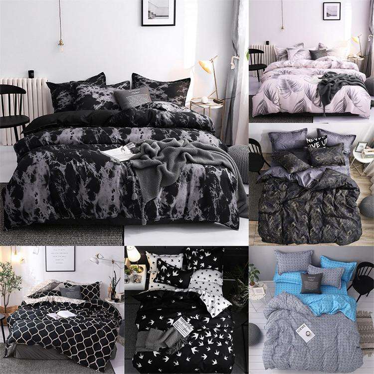 Luxury Bedding Black Marble Pattern Set Sanded Printed Quilt Cover Pillowcase, Size:220x240 cm(Lo...