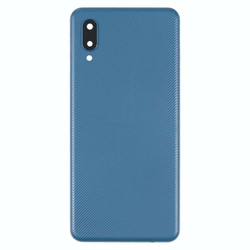 For Samsung Galaxy A02 Battery Back Cover with Camera Lens Cover (Blue)