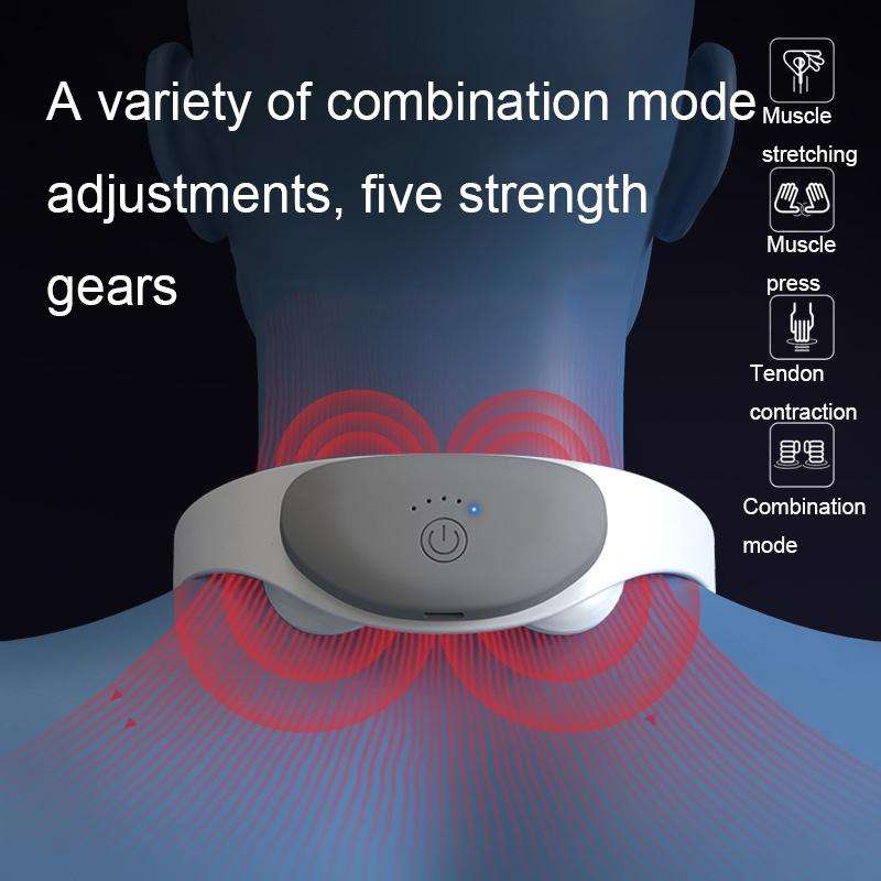 Cervical Spine Massager TENS Microcurrent Pulse Hanging Neck Massage Device(White)