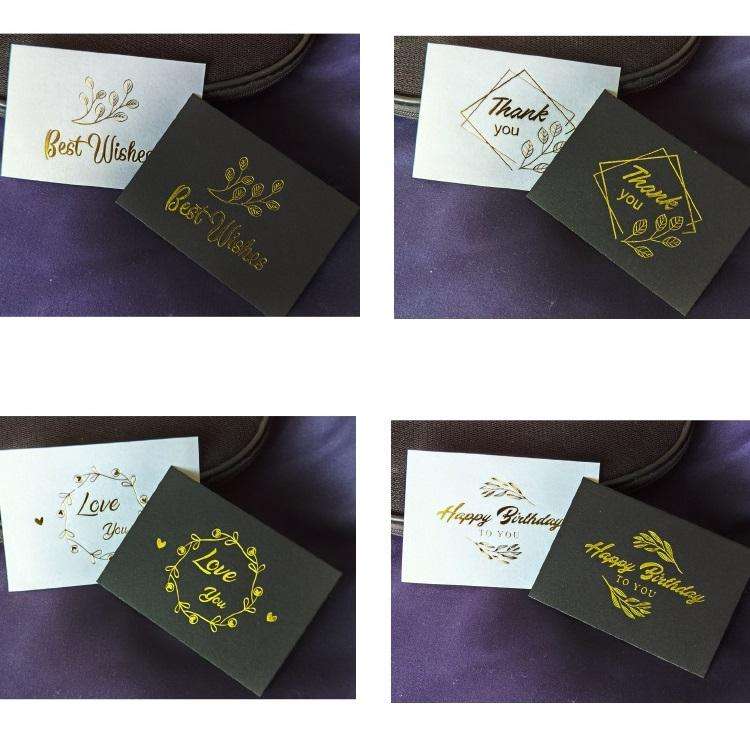 100 PCS Wedding Blessing Card Thank You Message Gift Decoration Card Bronzing Flower Greeting Car...