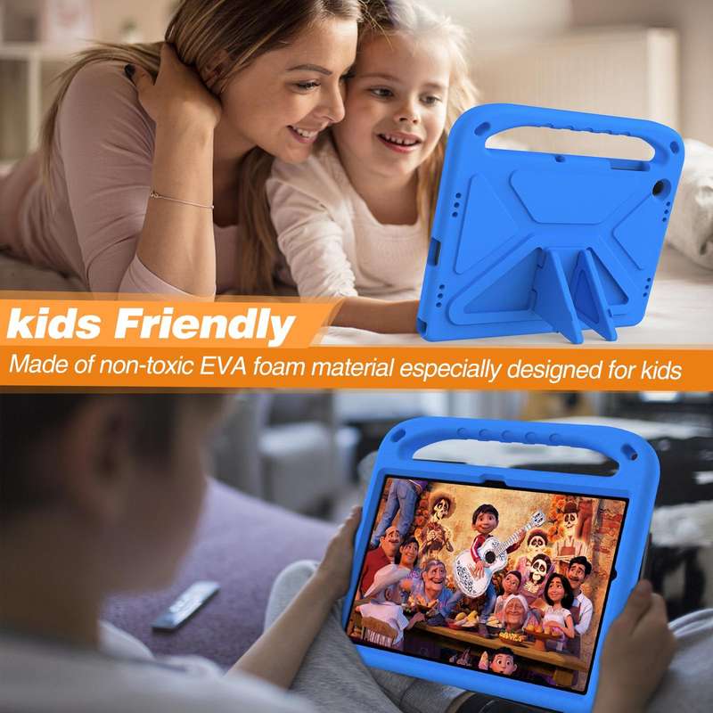 For Samsung Galaxy Tab A9+ Handle EVA Shockproof Tablet Case with Holder(Blue)