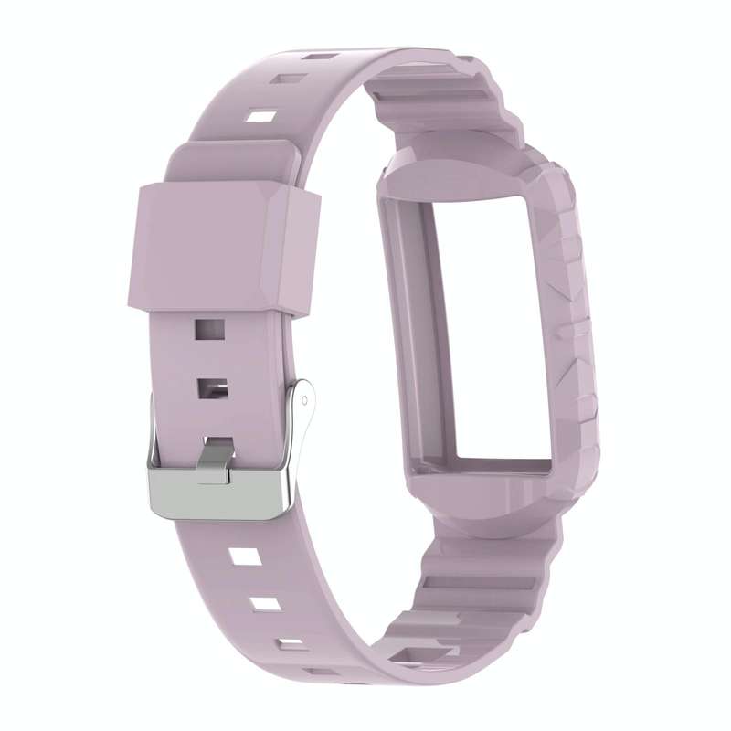For Fitbit Charge 4 Silicone One Body Armor Watch Band(Light Purple)