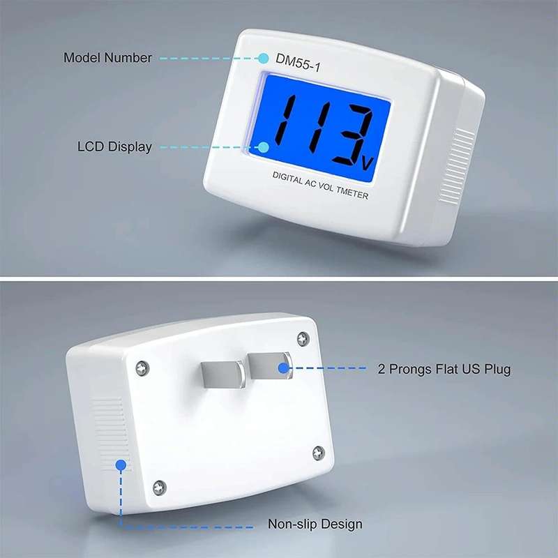 DM55-1 AC 110V- 220V LCD Digital Voltmeter Voltage Tester Detector Meter US Plug