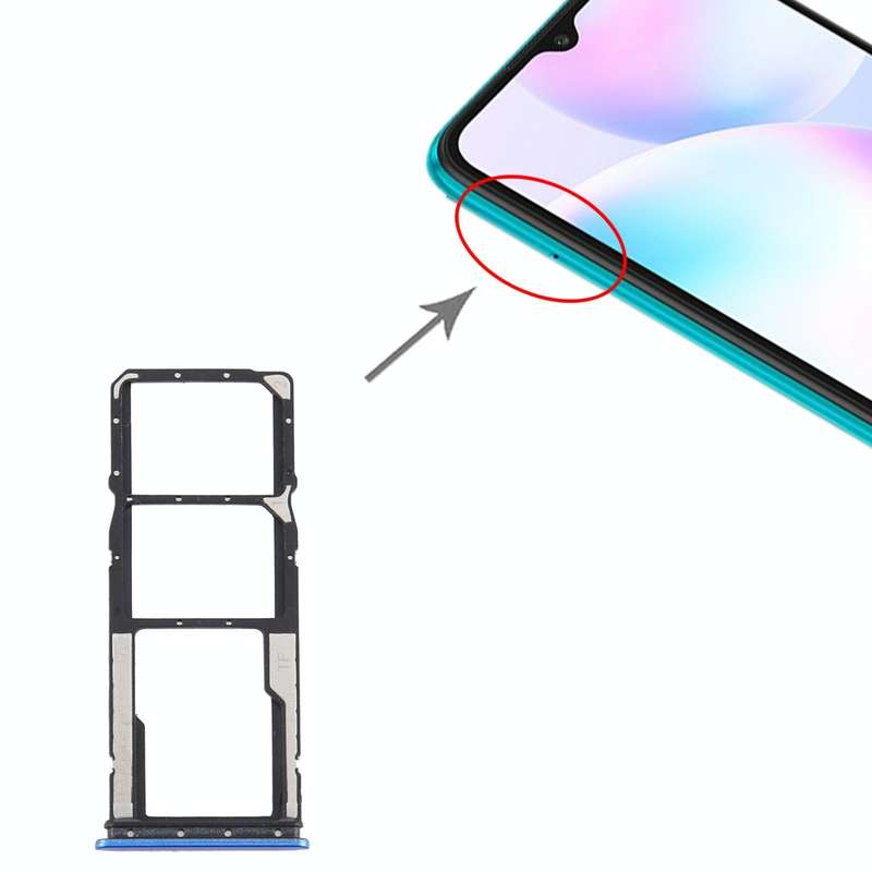 SIM Card Tray + SIM Card Tray + Micro SD Card Tray for Xiaomi Redmi 9A/Redmi 9C(Blue)